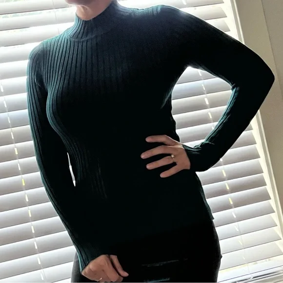 Very stretchy - wide ribbed long sleeve shirt - smoke green - Picture 5 of 5
